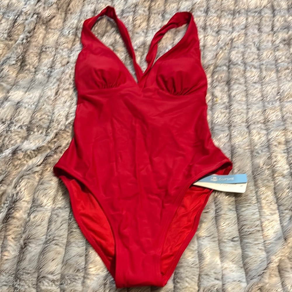 Cupshe One Piece Cross and Tie Back Red Swimsuit